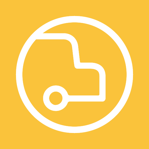 white outline of bus on yellow background